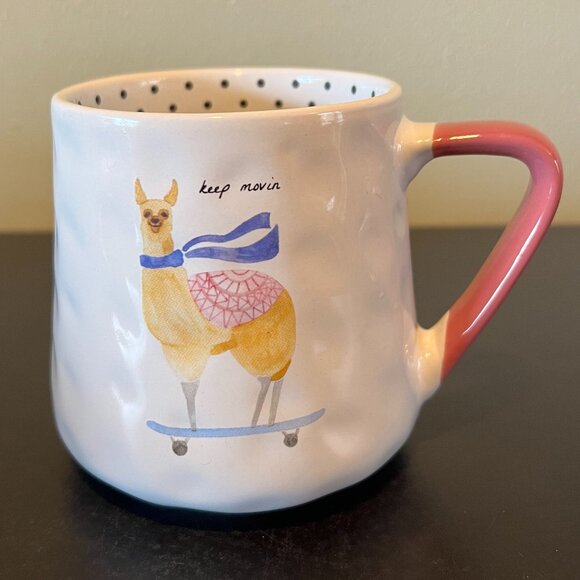 Kensie Home LLAMA ON SKATEBOARD Ceramic Mug ~ Keep Movin' ~ Polka Dots - Picture 4 of 11